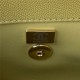 MINI FLAP BAG WITH TOP HANDLE Grained Calfskin Gold Metal Mustard A