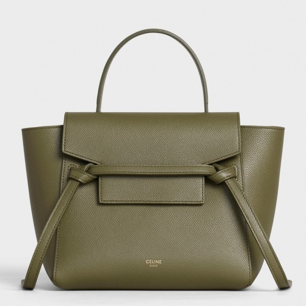 Celine Nano Belt Bag In Army Green Grained Calfskin High