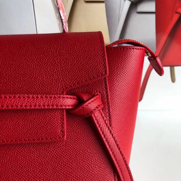 Celine Nano Belt Bag In Red Grained Calfskin High