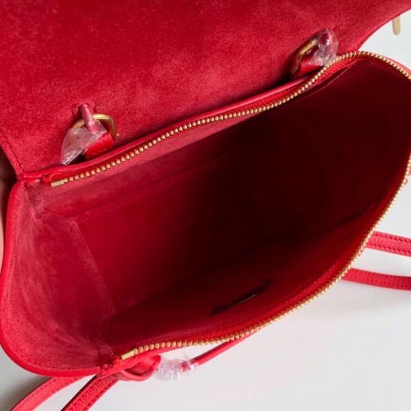 Celine Nano Belt Bag In Red Grained Calfskin High