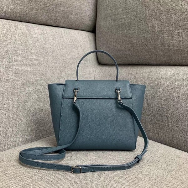 Celine Nano Belt Bag In Slate Blue Grained Calfskin High