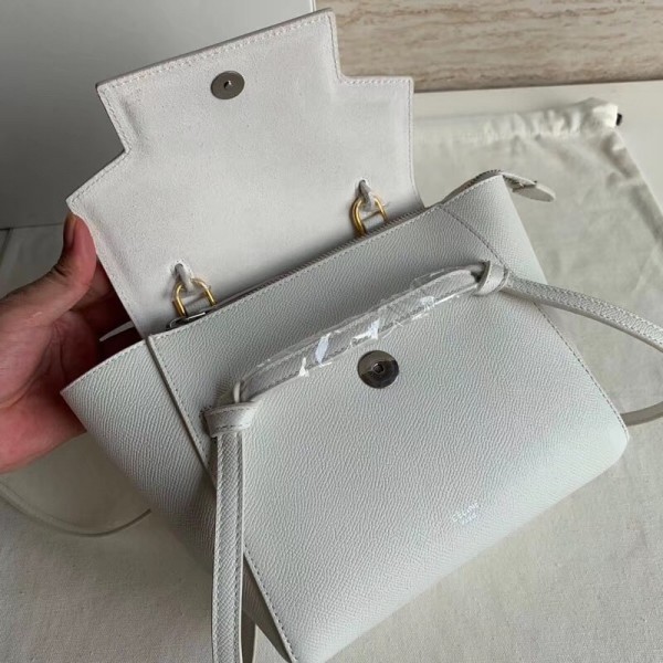 Celine Nano Belt Bag In White Grained Calfskin High