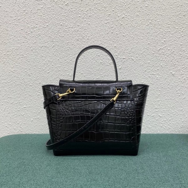 Celine Nano Belt Bag In Black Crocodile Embossed Calfskin High