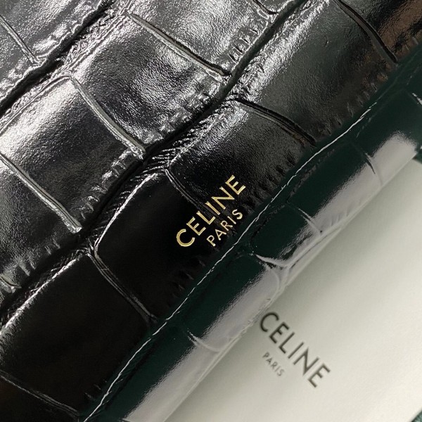 Celine Nano Belt Bag In Black Crocodile Embossed Calfskin High