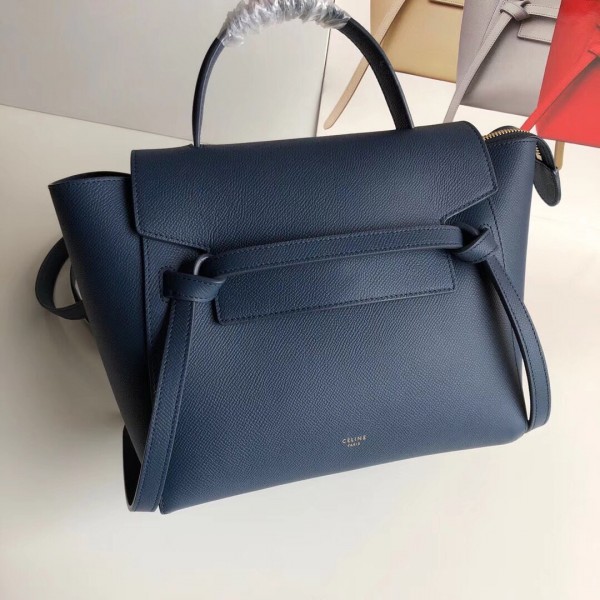 Celine Micro Belt Bag In Abyss Blue Grained Calfskin High