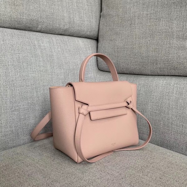 Celine Micro Belt Bag In Vintage Pink Grained Calfskin High