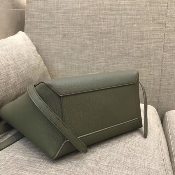 Celine Micro Belt Bag In Khaki Grained Calfskin High