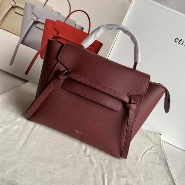 Celine Micro Belt Bag In Light Burgundy Grained Calfskin High