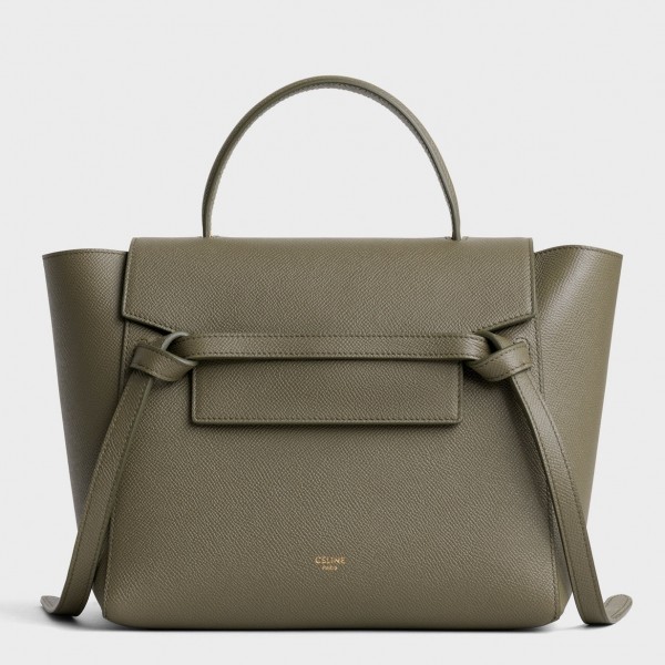 Celine Micro Belt Bag In Army Green Grained Calfskin High