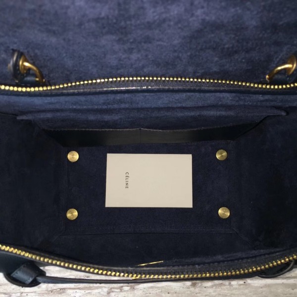 Celine Mini Belt Bag In Navy Blue Grained Calfskin High