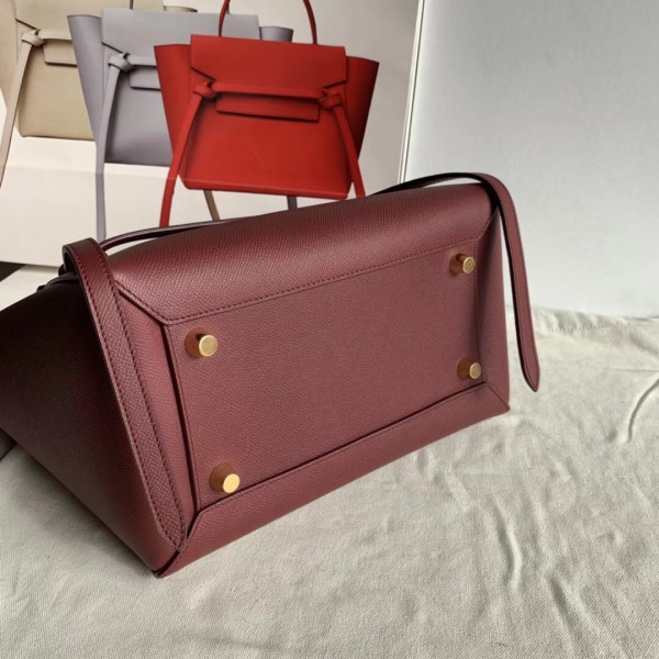 Celine Mini Belt Bag In Bordeaux Grained Calfskin High