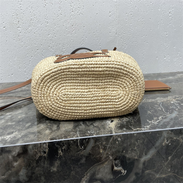 TEEN SUPPLE CELINE CLASSIC PANIER IN RAFFIA AND CALFSKIN High