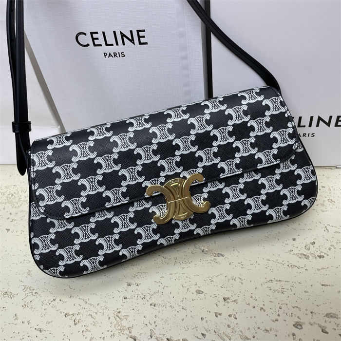 CELINE LOLA BAG MEDIUM IN TRIOMPHE CANVAS AND CALFSKIN High