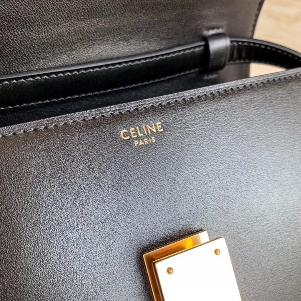 Celine Teen Classic Box Bag In Black Box Calfskin High