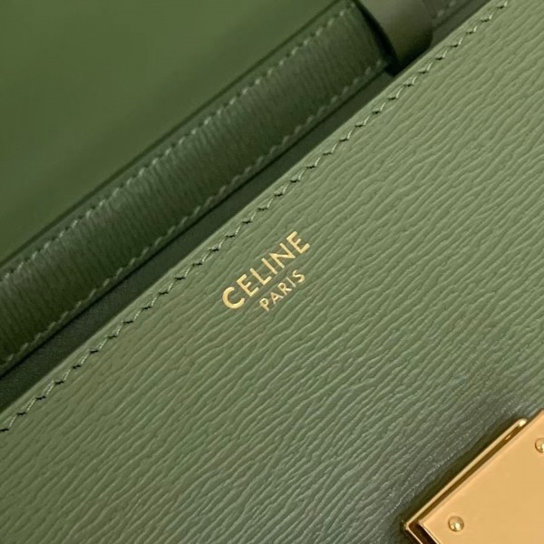 Celine Teen Classic Box Bag In Green Liege Calfskin High