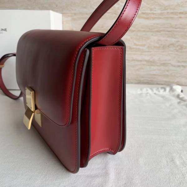 Celine Medium Classic Box Bag In Red Box Calfskin High