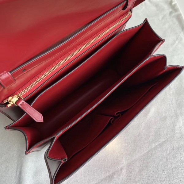 Celine Medium Classic Box Bag In Red Box Calfskin High