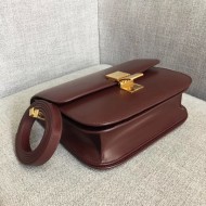 Celine Medium Classic Box Bag In Burgundy Box Calfskin High