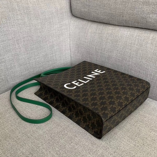 Celine Small Cabas Vertical Bag With Green Handles High