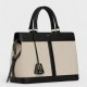 Celine Medium Cabas De France Bag In Textile And Black Calfskin High