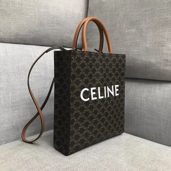 Celine Small Cabas Vertical Bag In Triomphe Canvas High