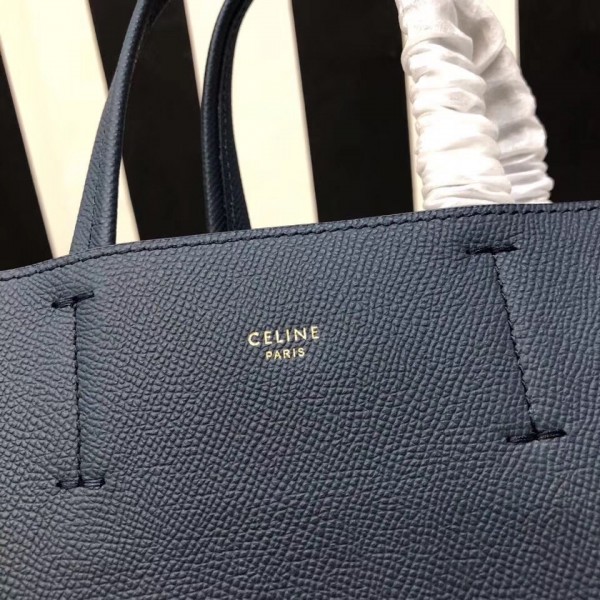 Celine Cabas Small Bag In Navy Blue Calfskin High