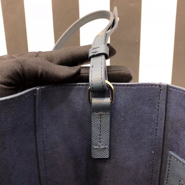 Celine Cabas Small Bag In Navy Blue Calfskin High