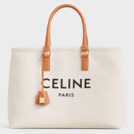 Celine Horizontal Cabas Canvas Logo Print Bag High