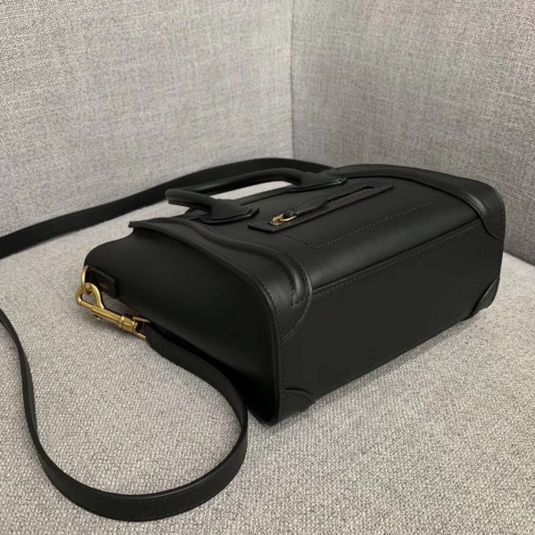 Celine Nano Luggage Bag In Black Calfskin High