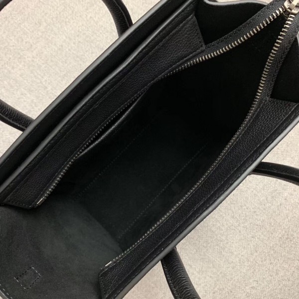 Celine Nano Luggage Bag In Black Drummed Calfskin High