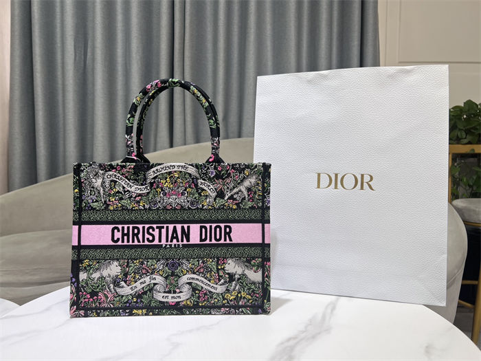 MEDIUM Dior BOOK TOTE Butterfly Around The World Embroidery High