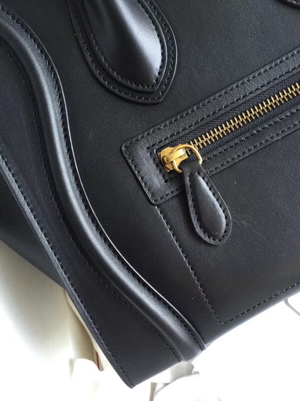 Celine Micro Luggage Bag In Black Smooth Calfskin High