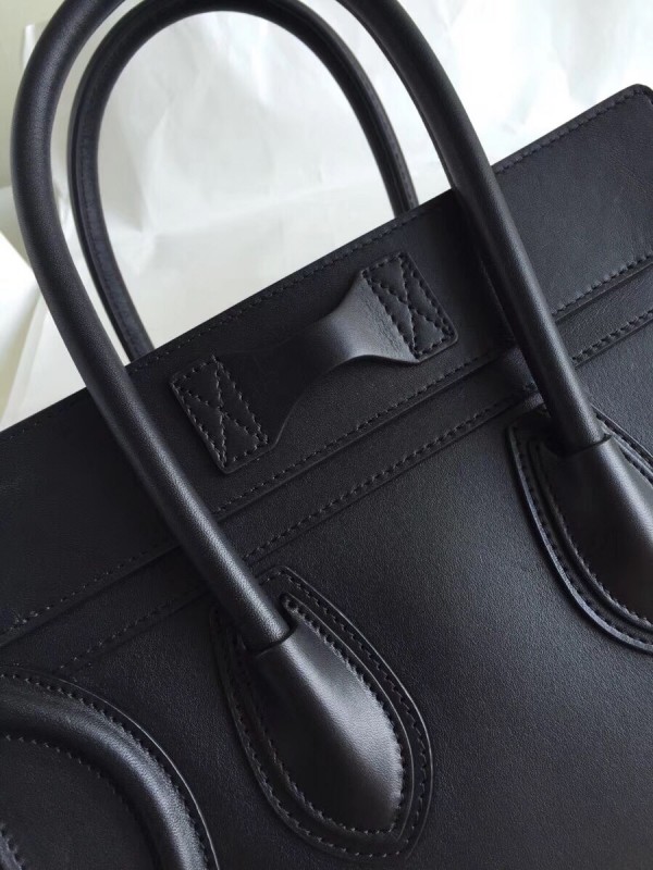 Celine Micro Luggage Bag In Black Smooth Calfskin High