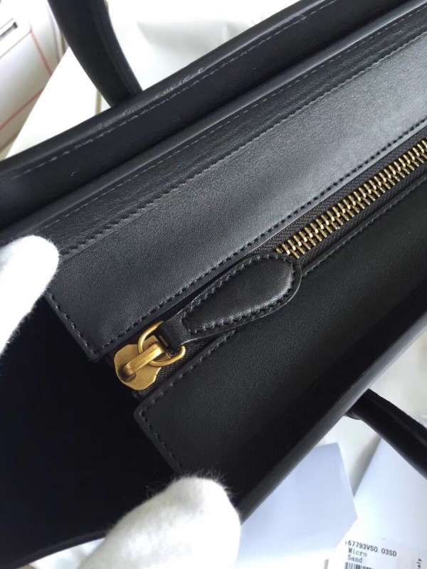 Celine Micro Luggage Bag In Black Smooth Calfskin High