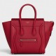 Celine Micro Luggage Bag In Red Drummed Calfskin High