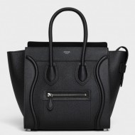 Celine Micro Luggage Bag In Black Drummed Calfskin High