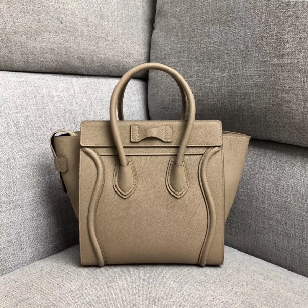 Celine Micro Luggage Bag In Dune Drummed Calfskin High