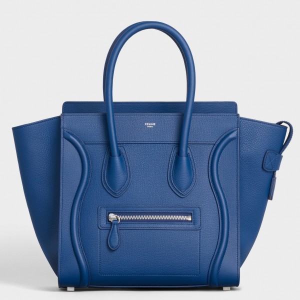 Celine Micro Luggage Bag In Indigo Drummed Calfskin High