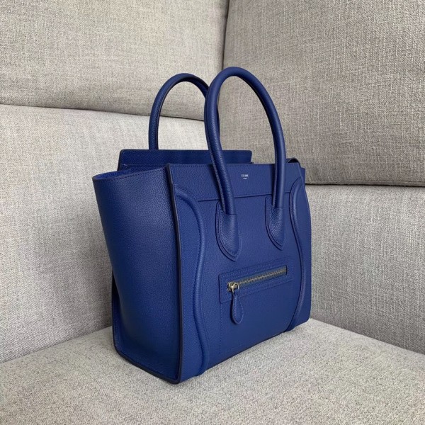 Celine Micro Luggage Bag In Indigo Drummed Calfskin High