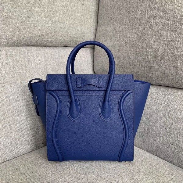 Celine Micro Luggage Bag In Indigo Drummed Calfskin High