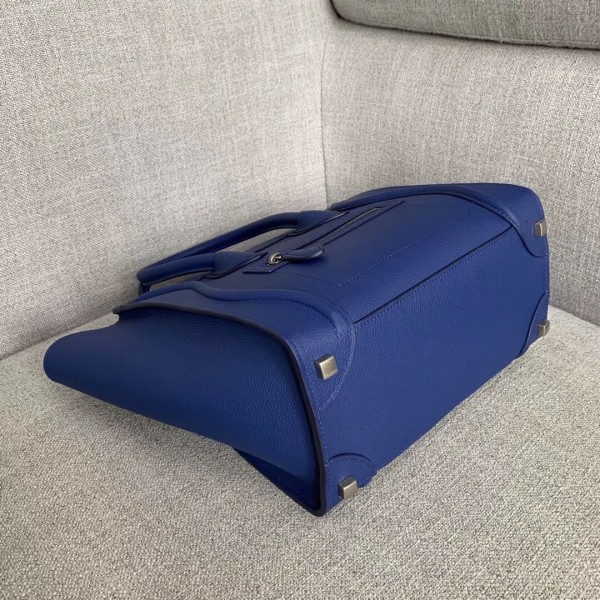 Celine Micro Luggage Bag In Indigo Drummed Calfskin High