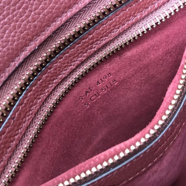 Celine Micro Luggage Bag In Burgundy Drummed Calfskin High