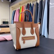 Celine Micro Luggage Bag In Canvas with Natural Calfskin High