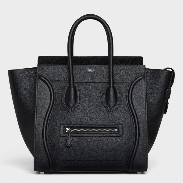 Celine Mini Luggage Bag In Black Drummed Calfskin High