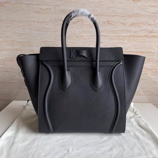 Celine Mini Luggage Bag In Black Drummed Calfskin High