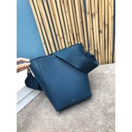 Celine Sangle Small Bucket Bag In Abyss Blue Grained Calfskin High