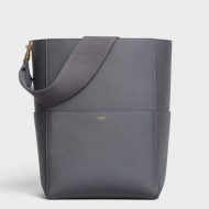 Celine Sangle Bucket Bag In Grey Grained Calfskin High