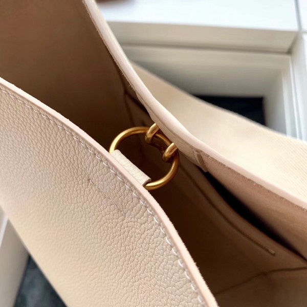 Celine Sangle Small Bucket Bag In Vanilla Grained Calfskin High