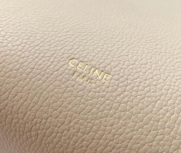 Celine Sangle Small Bucket Bag In Vanilla Grained Calfskin High