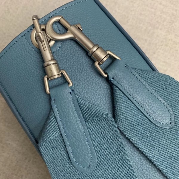 Celine Sangle Small Bucket Bag In Slate Blue Grained Calfskin High